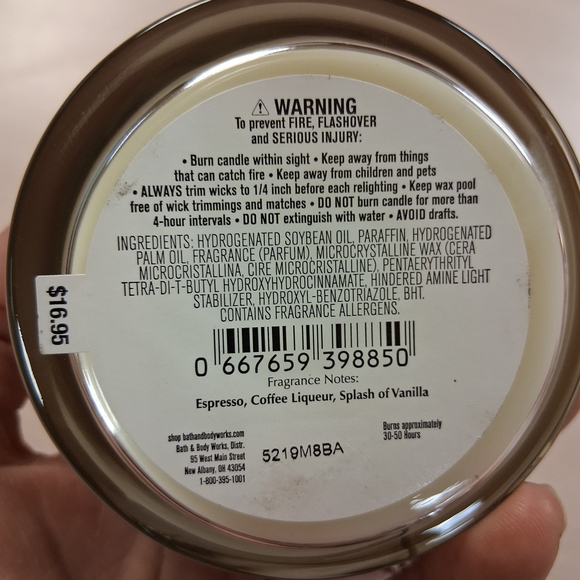 Bath & Body Works Espresso Martini Candle with Gold and Brown Design - Picture 4 of 5